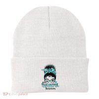 Afro Women Ovarian Cancer Awareness One Thankful Survivor Beanie thumb 0