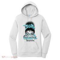 Afro Women Ovarian Cancer Awareness One Thankful Survivor Women's Hoodie thumb 0