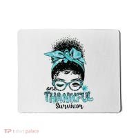 Afro Women Ovarian Cancer Awareness One Thankful Survivor Mousepad thumb 0