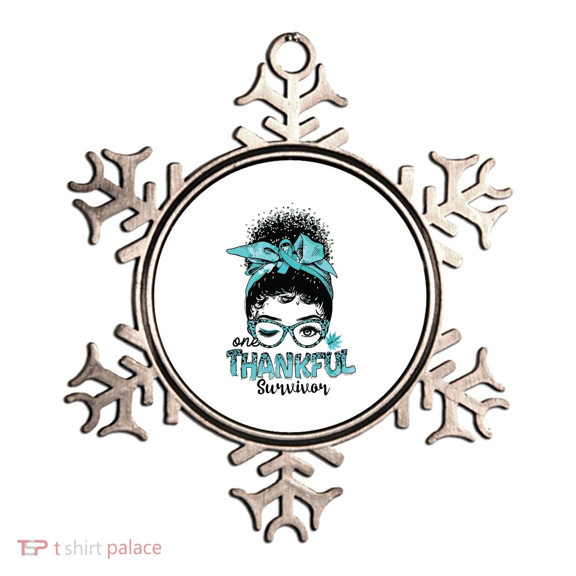 Afro Women Ovarian Cancer Awareness One Thankful Survivor Ornament