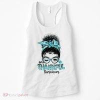 Afro Women Ovarian Cancer Awareness One Thankful Survivor Women's Tank Top thumb 0