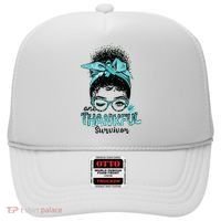 Afro Women Ovarian Cancer Awareness One Thankful Survivor Hat thumb 0