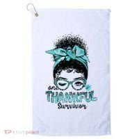 Afro Women Ovarian Cancer Awareness One Thankful Survivor Golf Towel thumb 0