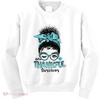 Afro Women Ovarian Cancer Awareness One Thankful Survivor Kids Sweatshirt thumb 0