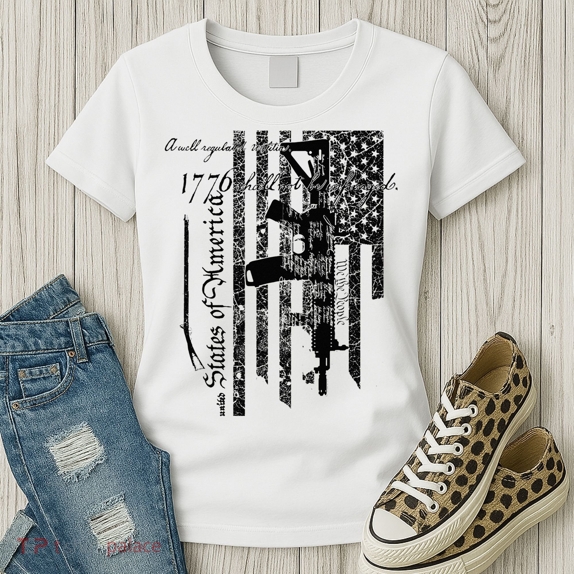 A Well Regulated Militia Gun Rights Patriotic Women's T-Shirt