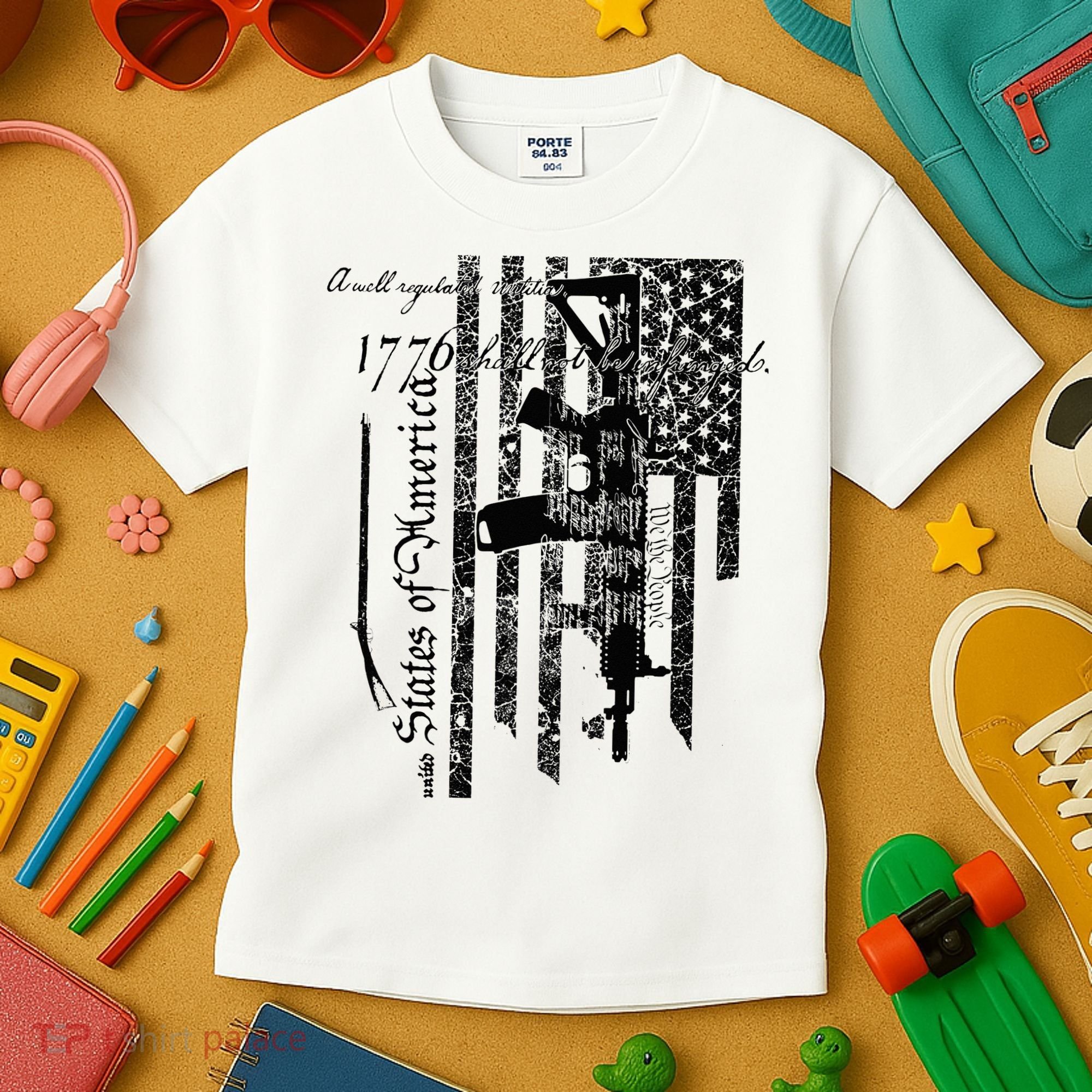 A Well Regulated Militia Gun Rights Patriotic Kids T-Shirt