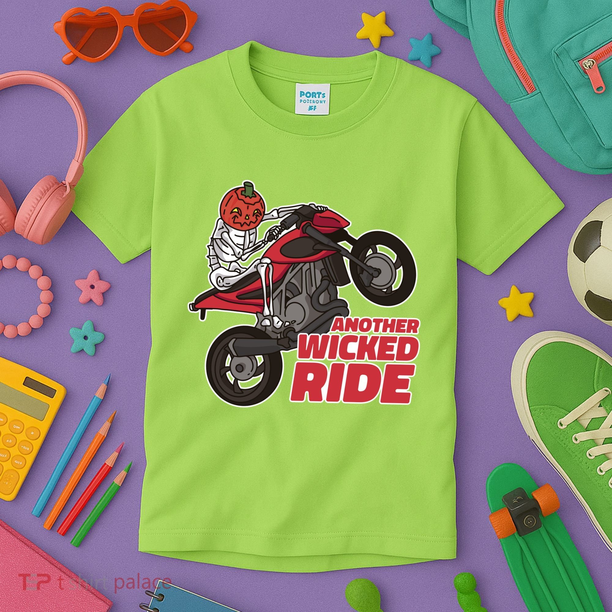 Another Wicked Ride Pumpkin Kids T-Shirt