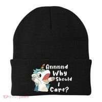 And Why Should I Care? Funny Sarcastic Unicorn Beanie thumb 0
