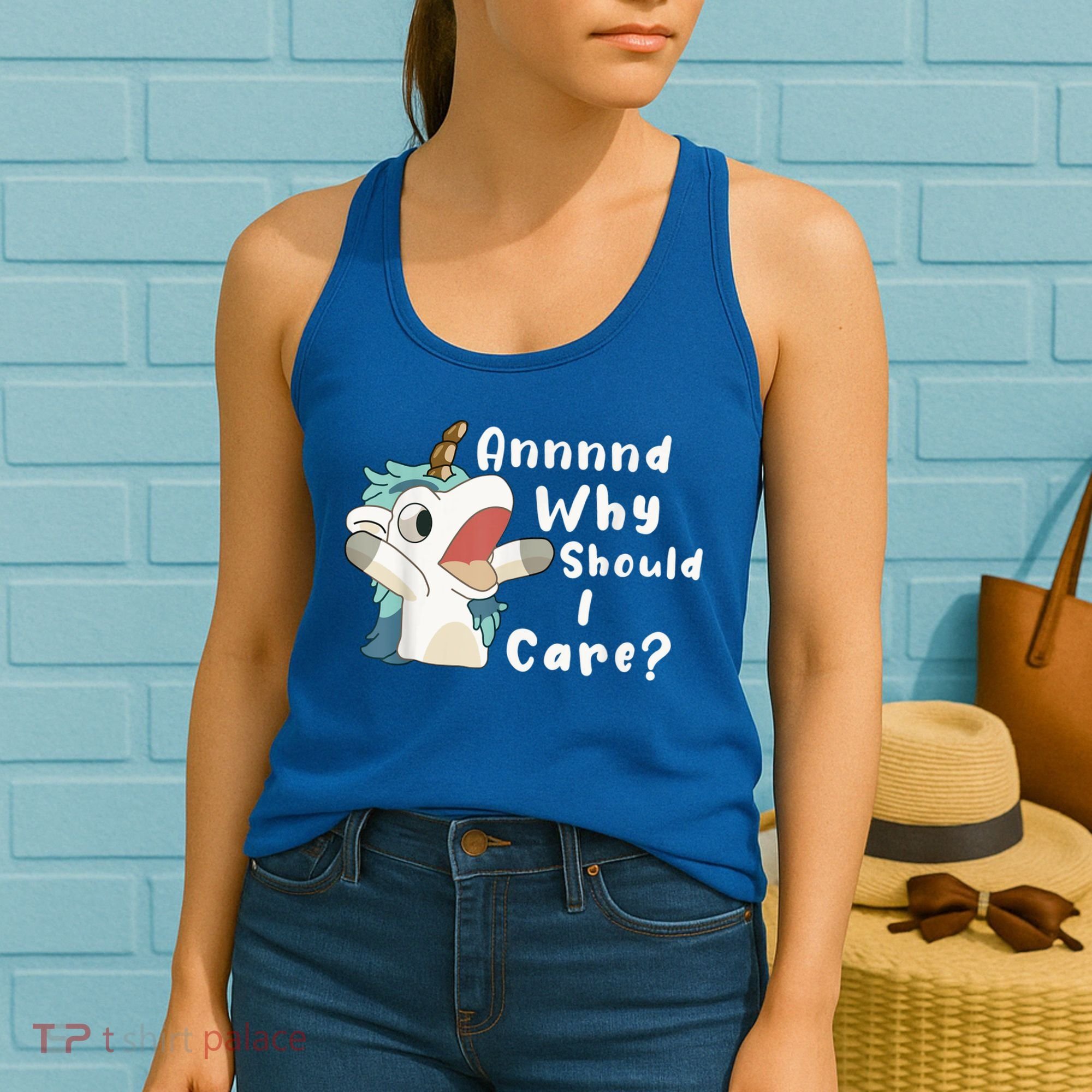 And Why Should I Care? Funny Sarcastic Unicorn Women's Tank Top