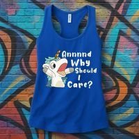 And Why Should I Care? Funny Sarcastic Unicorn Women's Tank Top thumb 3