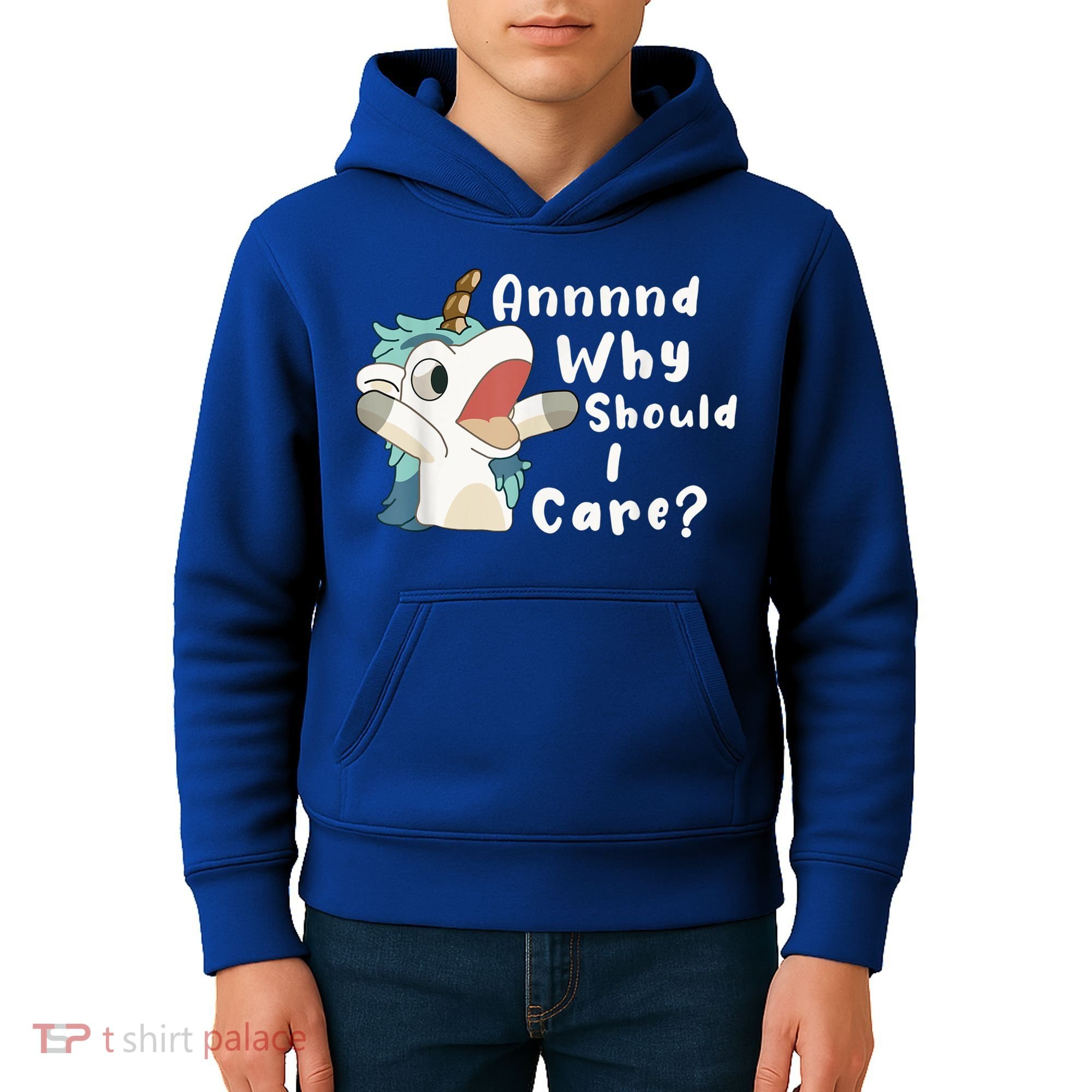 And Why Should I Care? Funny Sarcastic Unicorn Kids Hoodie