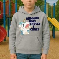 And Why Should I Care Funny Unicorn Kids Hoodie thumb 2