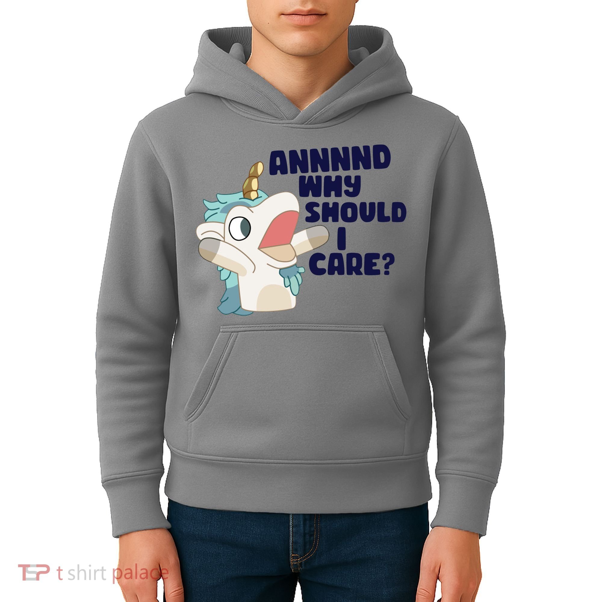 And Why Should I Care Funny Unicorn Kids Hoodie