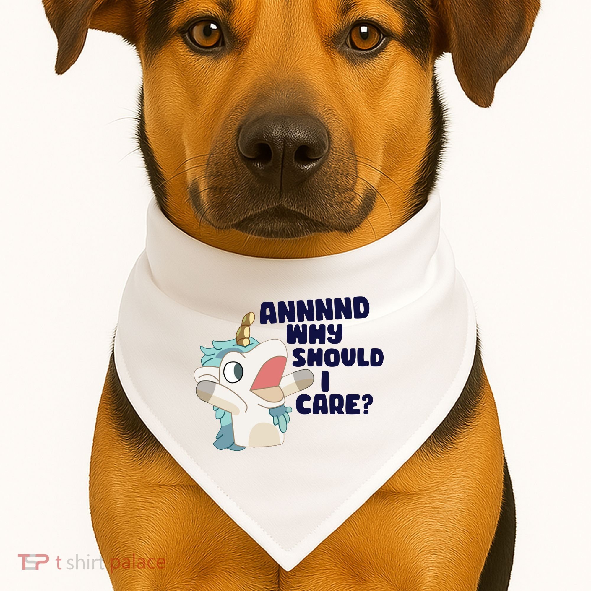 And Why Should I Care Funny Unicorn USA-Made Doggie Bandana