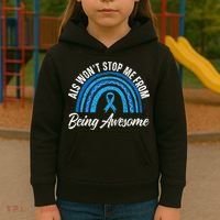 ALS Won't Stop Me From Being Awesome ALS Awareness Kids Hoodie thumb 3