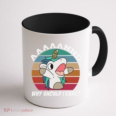 And Why Should I Care Funny Sarcastic Unicorn Coffee Mug back