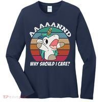 And Why Should I Care Funny Sarcastic Unicorn Women's Long Sleeve Shirt thumb 0