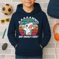 And Why Should I Care Funny Sarcastic Unicorn Kids Hoodie thumb 2