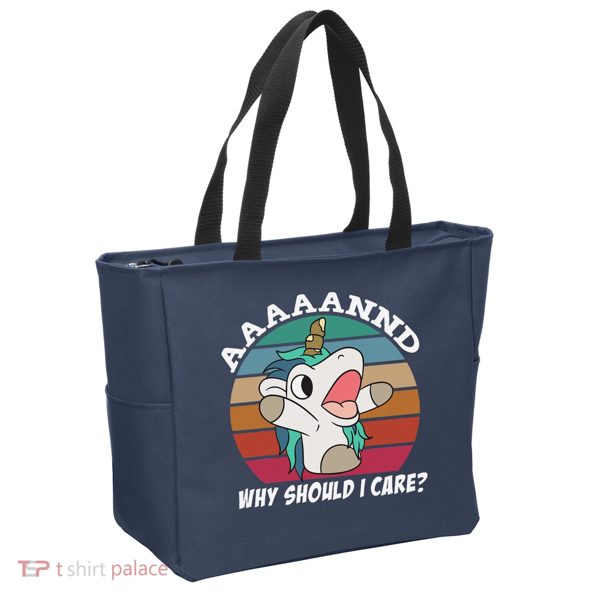 And Why Should I Care Funny Sarcastic Unicorn Tote Bag
