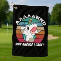 And Why Should I Care Funny Sarcastic Unicorn Golf Towel thumb 1