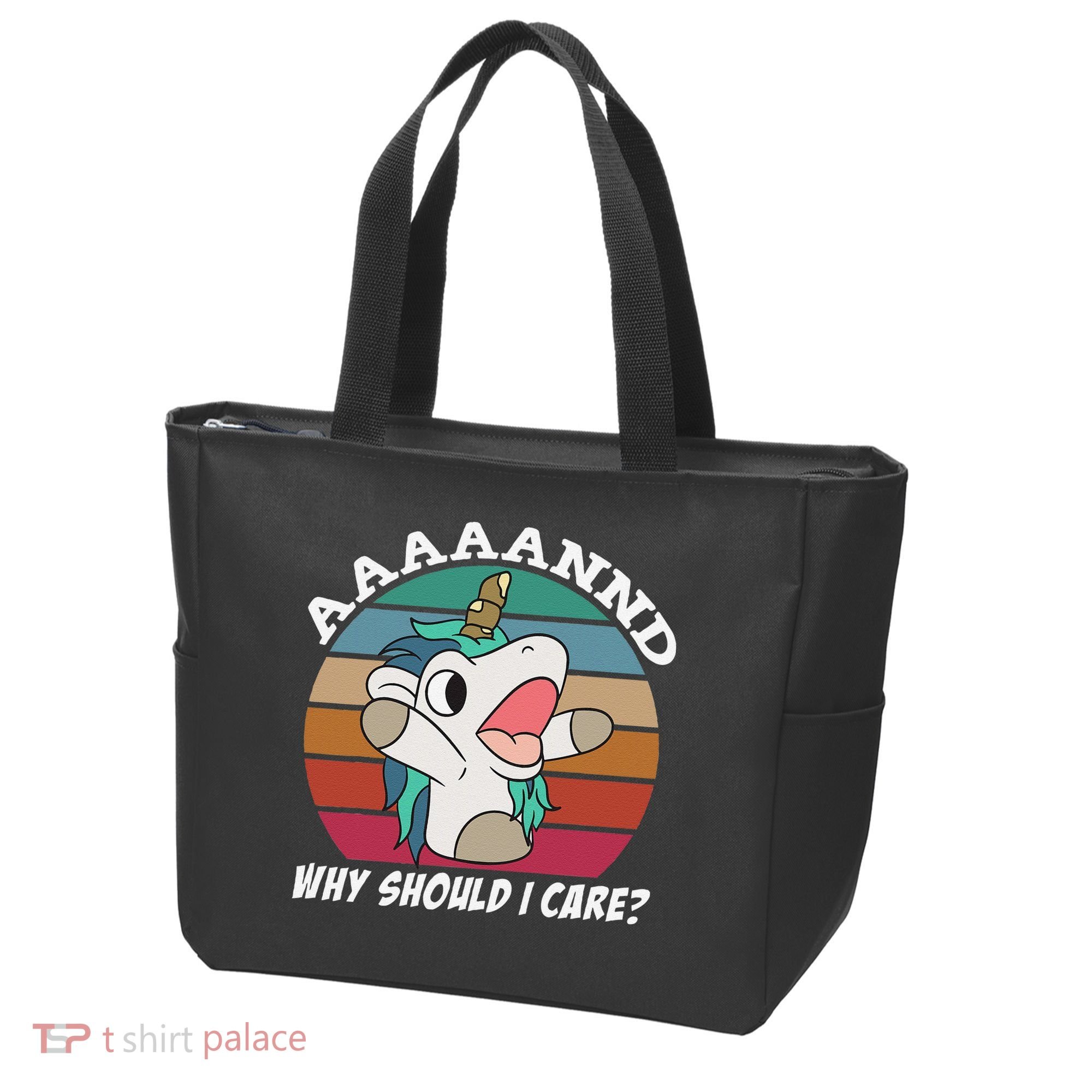 And Why Should I Care Funny Sarcastic Unicorn Tote Bag