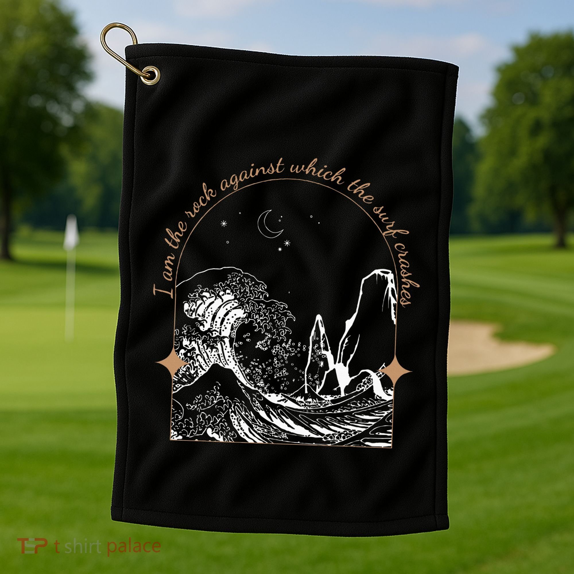 Against Which The Surf Crashes Golf Towel