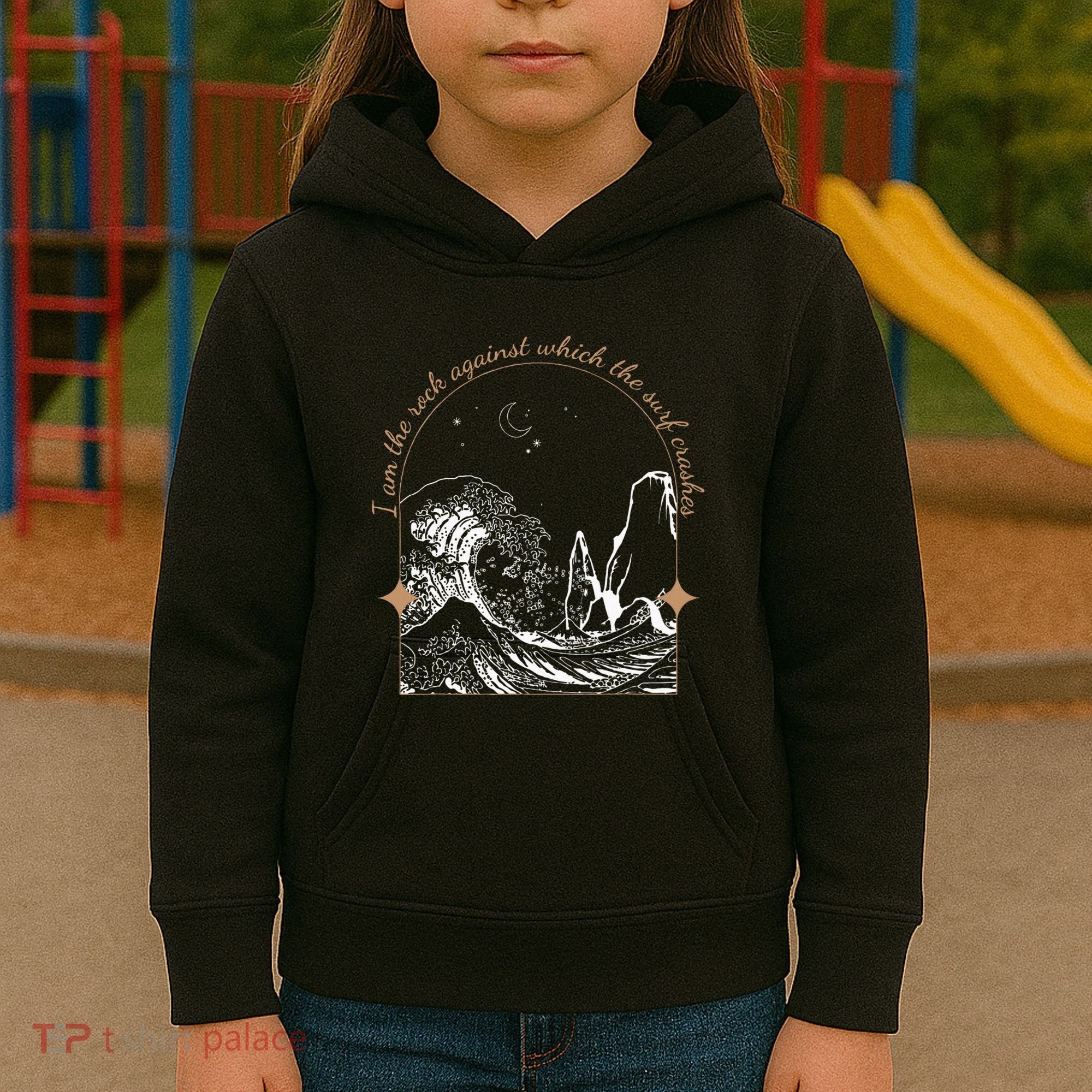 Against Which The Surf Crashes Kids Hoodie