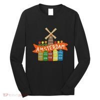 Amsterdam Windmill Tulips Houses Holland Netherlands Long Sleeve Shirt thumb 0