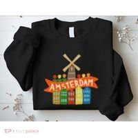 Amsterdam Windmill Tulips Houses Holland Netherlands Sweatshirt thumb 2