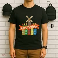 Amsterdam Windmill Tulips Houses Holland Netherlands T-Shirt thumb 6