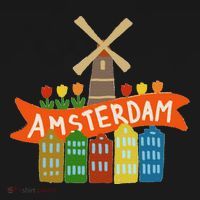 Amsterdam Windmill Tulips Houses Holland Netherlands T-Shirt thumb 7