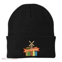 Amsterdam Windmill Tulips Houses Holland Netherlands Beanie thumb 0