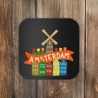 Amsterdam Windmill Tulips Houses Holland Netherlands Coaster thumb 0