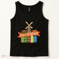Amsterdam Windmill Tulips Houses Holland Netherlands Tank Top thumb 2