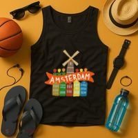 Amsterdam Windmill Tulips Houses Holland Netherlands Tank Top thumb 4