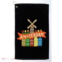 Amsterdam Windmill Tulips Houses Holland Netherlands Golf Towel thumb 0