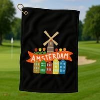 Amsterdam Windmill Tulips Houses Holland Netherlands Golf Towel thumb 1