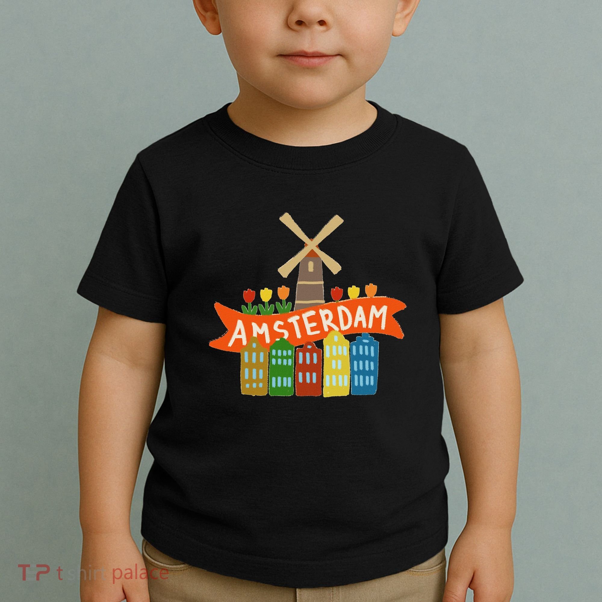 Amsterdam Windmill Tulips Houses Holland Netherlands Toddler T-Shirt
