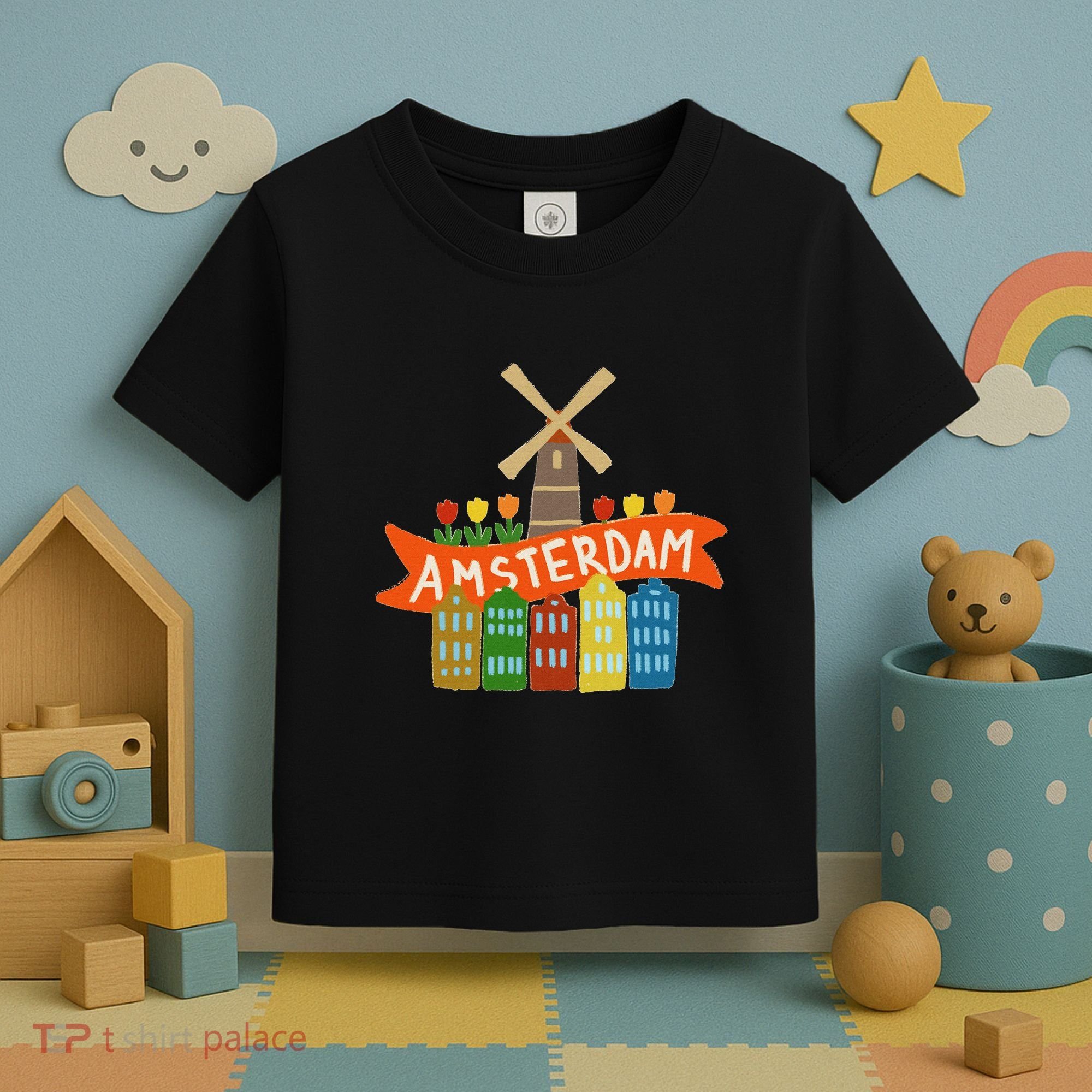 Amsterdam Windmill Tulips Houses Holland Netherlands Toddler T-Shirt