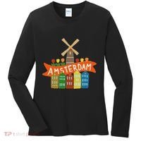 Amsterdam Windmill Tulips Houses Holland Netherlands Women's Long Sleeve Shirt thumb 0