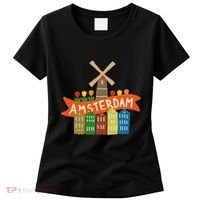 Amsterdam Windmill Tulips Houses Holland Netherlands Women's T-Shirt thumb 0