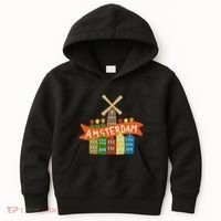 Amsterdam Windmill Tulips Houses Holland Netherlands Kids Hoodie thumb 0