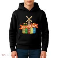 Amsterdam Windmill Tulips Houses Holland Netherlands Kids Hoodie thumb 4