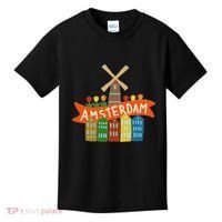 Amsterdam Windmill Tulips Houses Holland Netherlands Kids T-Shirt thumb 0