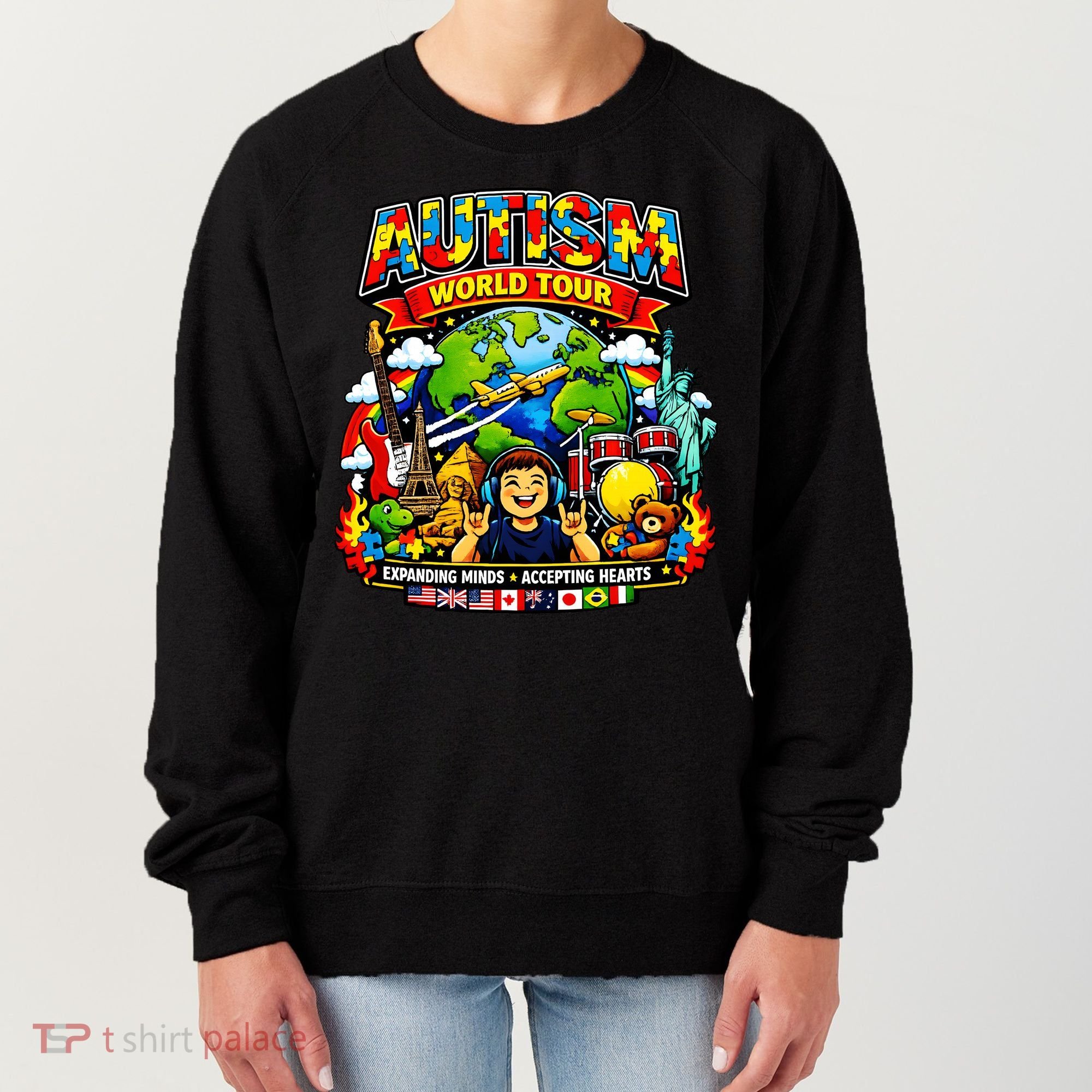 Autism World Tour Exapanding Minds Acepting Hearts Women's Sweatshirt