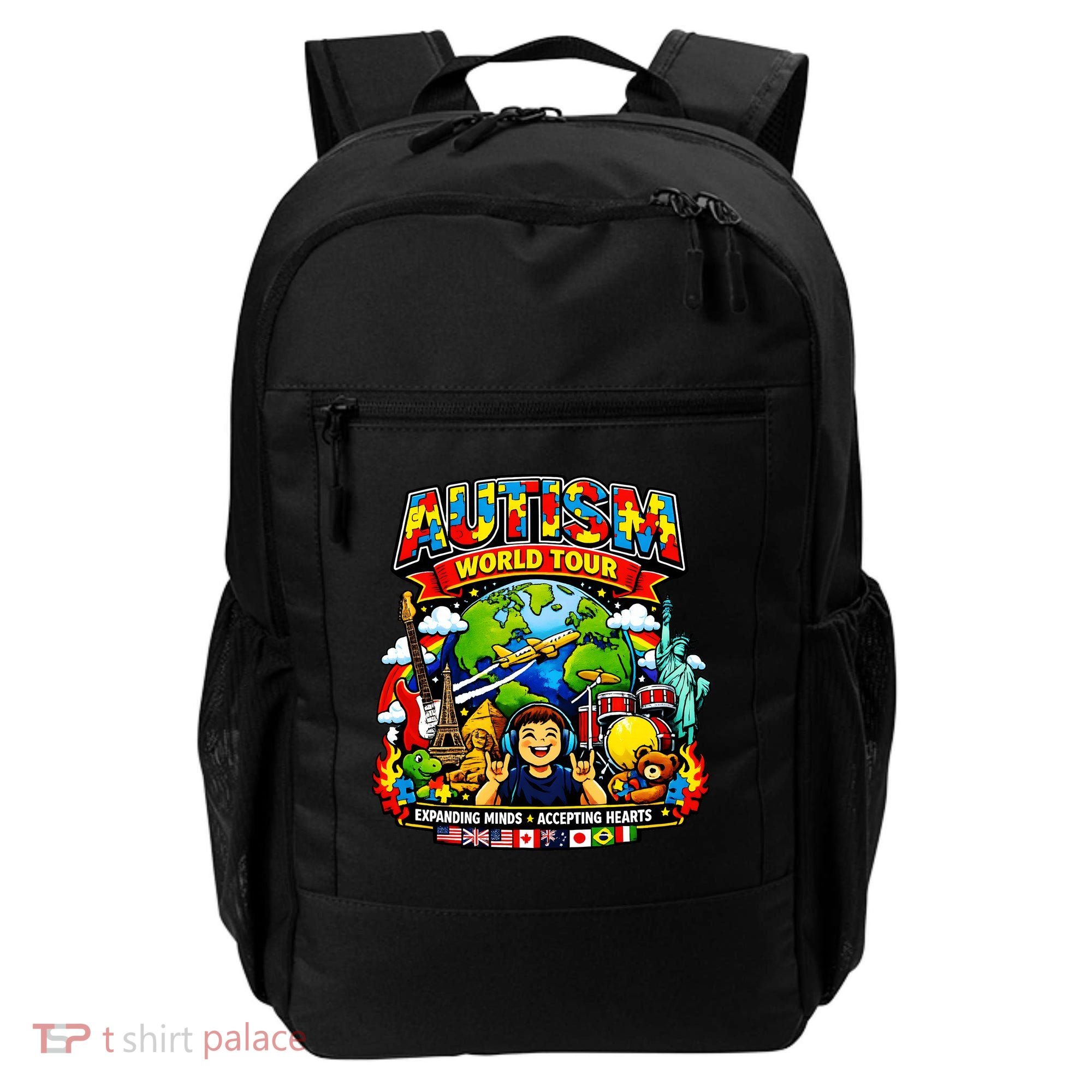 Autism World Tour Exapanding Minds Acepting Hearts Backpack
