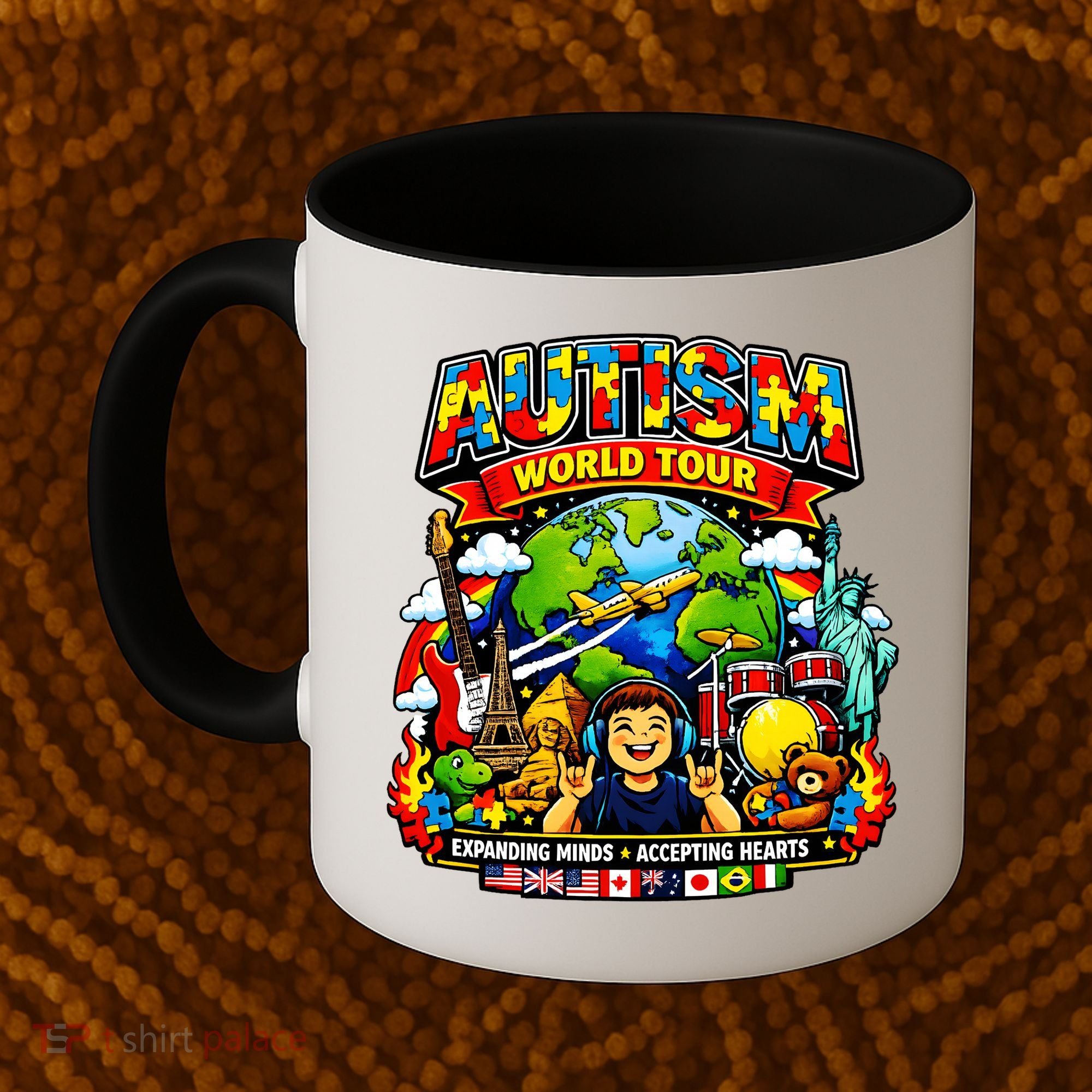 Autism World Tour Exapanding Minds Acepting Hearts Coffee Mug