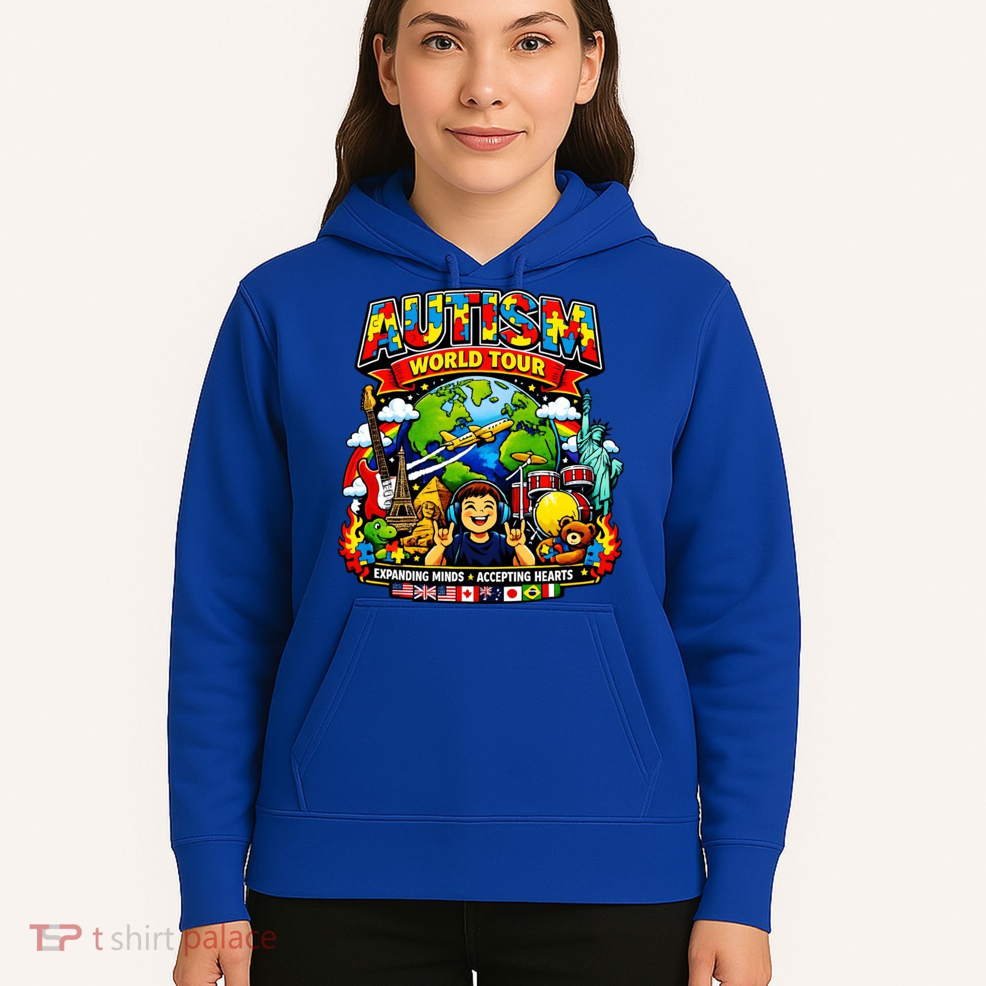 Autism World Tour Exapanding Minds Acepting Hearts Hoodie