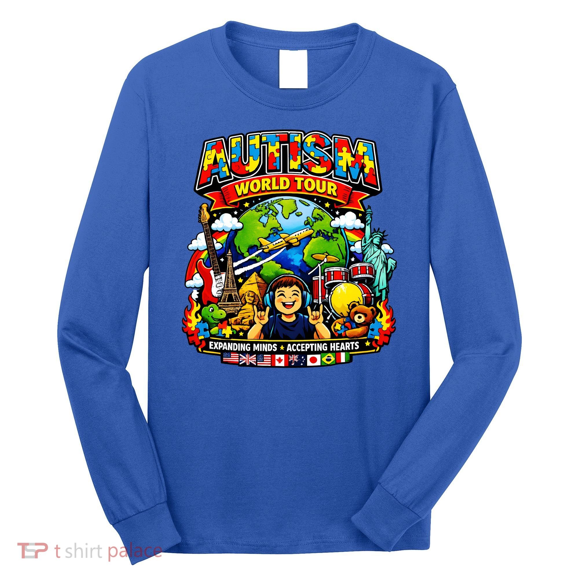 Autism World Tour Exapanding Minds Acepting Hearts Long Sleeve Shirt