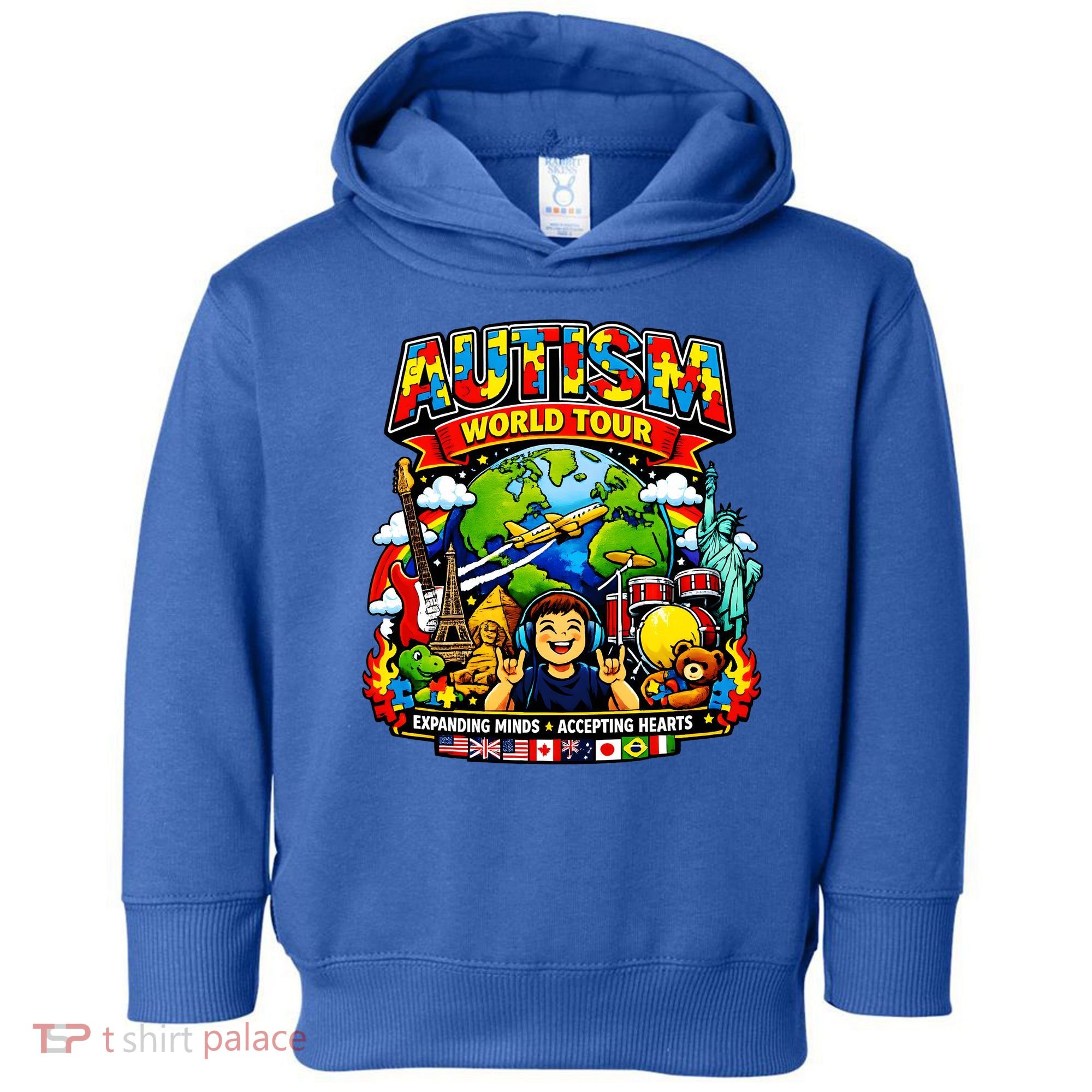 Autism World Tour Exapanding Minds Acepting Hearts Toddler Hoodie